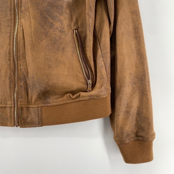 Dex Jacket Woman's Size Medium Distressed Faux Leather Long Sleeve Full Zip - Picture 4 of 15